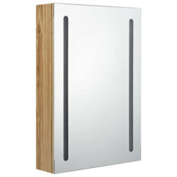 Berkfield Stylish Led Bathroom Mirror Cabinet Oak 50X13X70 Cm - thumbnail 3
