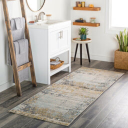 Livabliss City-Abstract Yellow Grey Blue Modern Marble Living Dining Bedroom Rug 80 X 220 Cm Easy Care, Non Shedding - thumbnail 2