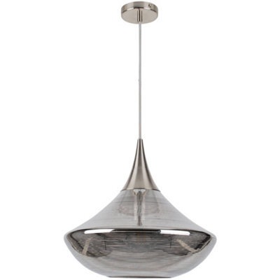 Pagazzi Lighting Pagazzi Willis Satin Nickel And Glass Pendant Ceiling Light - image 1