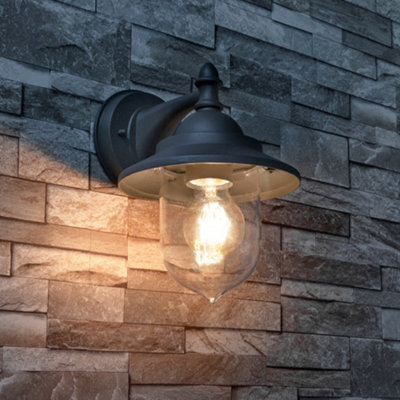 Litecraft Bacup Anthracite Outdoor 1 Light Industrial Fisherman Style Lantern Wall Light - image 1