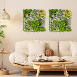 Costway 2 Pack Square Artificial Foliage Wall 50 X 50 Cm Faux Plant Wall Decoration - thumbnail 7