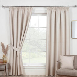 "Sundour Eclipse Blackout Pencil Pleat Curtains Beige 66X72""" - thumbnail 1