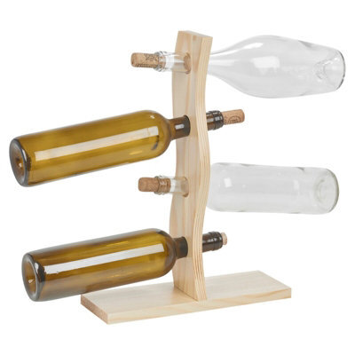Urbn-Chef Height 30Cm 4 Bottle Wooden Wine Rack Free Standing Insert Kitchen Countertop Storage Holder - image 1