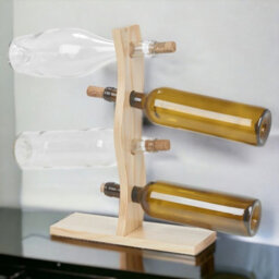 Urbn-Chef Height 30Cm 4 Bottle Wooden Wine Rack Free Standing Insert Kitchen Countertop Storage Holder - thumbnail 8