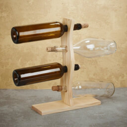 Urbn-Chef Height 30Cm 4 Bottle Wooden Wine Rack Free Standing Insert Kitchen Countertop Storage Holder - thumbnail 9