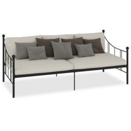 Berkfield Daybed Frame Black Metal 90X200 Cm - thumbnail 2