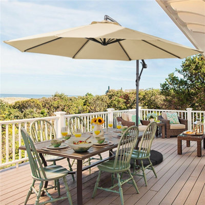 Yaheetech Tan 3M Patio Offset Umbrella Outdoor Parasol With Crank - image 1