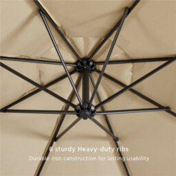 Yaheetech Tan 3M Patio Offset Umbrella Outdoor Parasol With Crank - thumbnail 5