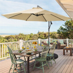 Yaheetech Tan 3M Patio Offset Umbrella Outdoor Parasol With Crank - thumbnail 1