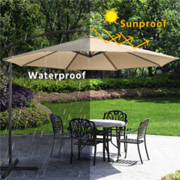 Yaheetech Tan 3M Patio Offset Umbrella Outdoor Parasol With Crank - thumbnail 9
