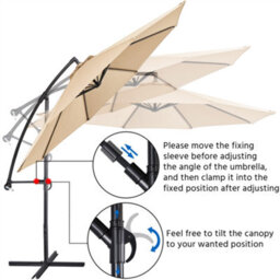 Yaheetech Tan 3M Patio Offset Umbrella Outdoor Parasol With Crank - thumbnail 8