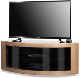 "Centurion Supports Pangea Black Oak Curved Tru-Corner Beam-Thru Doors Up To 50"" Tv Cabinet" - thumbnail 3
