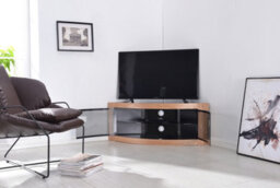 "Centurion Supports Pangea Black Oak Curved Tru-Corner Beam-Thru Doors Up To 50"" Tv Cabinet" - thumbnail 5