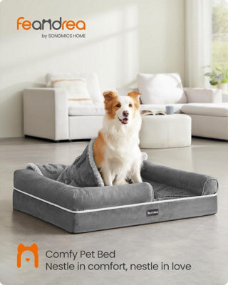 LEDREM Orthopedic Dog Bed, Dog Sofa With Sides, Removable Washable Cover, 91 X 68 X 18 Cm, Non-Slip Bottom - image 1