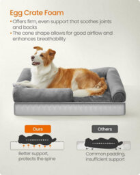 LEDREM Orthopedic Dog Bed, Dog Sofa With Sides, Removable Washable Cover, 91 X 68 X 18 Cm, Non-Slip Bottom - thumbnail 3