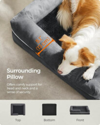 LEDREM Orthopedic Dog Bed, Dog Sofa With Sides, Removable Washable Cover, 91 X 68 X 18 Cm, Non-Slip Bottom - thumbnail 4