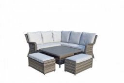 Signature Weave Mia Wicker Corner Sofa Lifting Dining Table Benches Set Grey
