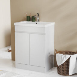 Probaty Bathrooms Vanity Unit Matte White Mdf,600X390X800mm,freestanding,detachable,2 Doors With Artificial Stone Square Basin - thumbnail 3