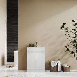 Probaty Bathrooms Vanity Unit Matte White Mdf,600X390X800mm,freestanding,detachable,2 Doors With Artificial Stone Square Basin - thumbnail 2