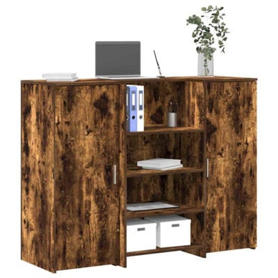 Berkfield Reception Desk Smoked Oak 135X50X103.5 Cm Engineered Wood - image 1