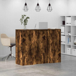Berkfield Reception Desk Smoked Oak 135X50X103.5 Cm Engineered Wood - thumbnail 4