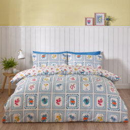 Catherine Lansfield Riviera Tiles Reversible King Duvet Cover Set With Pillowcases Blue - thumbnail 1