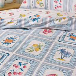 Catherine Lansfield Riviera Tiles Reversible King Duvet Cover Set With Pillowcases Blue - thumbnail 4