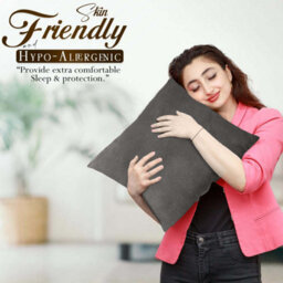 Ameha Grey Plain Velvet Cushion Covers, 18X18 Inch, Pack Of 2, Breathable & Hypoallergenic With Hidden Zip Closure - thumbnail 4