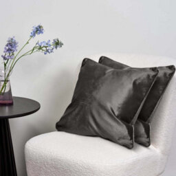 Ameha Grey Plain Velvet Cushion Covers, 18X18 Inch, Pack Of 2, Breathable & Hypoallergenic With Hidden Zip Closure - thumbnail 6