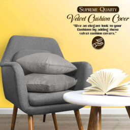Ameha Grey Plain Velvet Cushion Covers, 18X18 Inch, Pack Of 2, Breathable & Hypoallergenic With Hidden Zip Closure - thumbnail 2