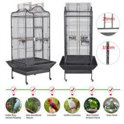 Yaheetech Black Rolling Black Bird Cage With Open Playtop Large - thumbnail 6