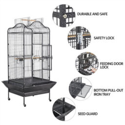 Yaheetech Black Rolling Black Bird Cage With Open Playtop Large - thumbnail 5