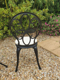 Sh&g Rayleigh 2 Seat Bistro Set - 3 Piece Round Table & Chairs - Black Cast Aluminium With Cream Cushions - Indoor & Outdoor - thumbnail 7
