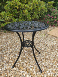 Sh&g Rayleigh 2 Seat Bistro Set - 3 Piece Round Table & Chairs - Black Cast Aluminium With Cream Cushions - Indoor & Outdoor - thumbnail 8