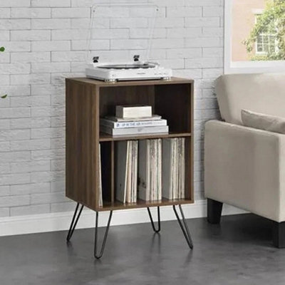 Turntable Stand Unit Bookcase In Walnut For Living Room - image 1