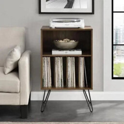 Turntable Stand Unit Bookcase In Walnut For Living Room - thumbnail 2