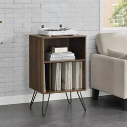 Turntable Stand Unit Bookcase In Walnut For Living Room - thumbnail 1