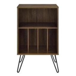 Turntable Stand Unit Bookcase In Walnut For Living Room - thumbnail 3