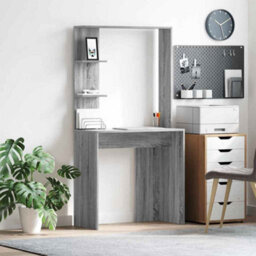 Berkfield Grey Computer Desk Grey Sonoma Engineered Wood Compact - thumbnail 1
