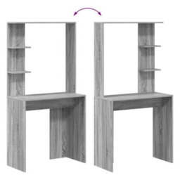 Berkfield Grey Computer Desk Grey Sonoma Engineered Wood Compact - thumbnail 8