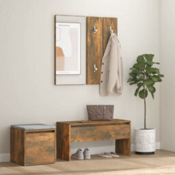 Walplus Hallway Furniture Set Smoked Oak Engineered Wood