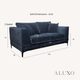 Aluxo Lenox Modern Boucle 2 Seater Sofa Loveseat Mermaid Velvet Blue Soft Cushion Couch - thumbnail 5