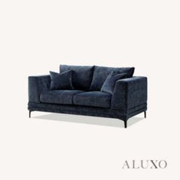 Aluxo Lenox Modern Boucle 2 Seater Sofa Loveseat Mermaid Velvet Blue Soft Cushion Couch - thumbnail 7