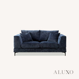 Aluxo Lenox Modern Boucle 2 Seater Sofa Loveseat Mermaid Velvet Blue Soft Cushion Couch - thumbnail 6