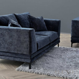 Aluxo Lenox Modern Boucle 2 Seater Sofa Loveseat Mermaid Velvet Blue Soft Cushion Couch - thumbnail 3