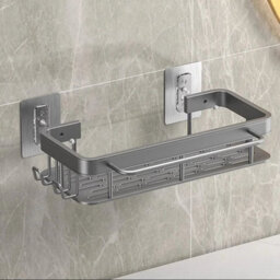 Grey Aluminum Wall Mount Shower Storage Rack - thumbnail 3