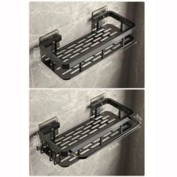 Grey Aluminum Wall Mount Shower Storage Rack - thumbnail 2