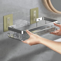 Grey Aluminum Wall Mount Shower Storage Rack - thumbnail 5