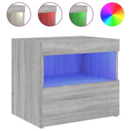 Berkfield Bedside Cabinets With Led Lights 2 Pcs Grey Sonoma 50X40X45 Cm - thumbnail 6