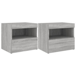 Berkfield Bedside Cabinets With Led Lights 2 Pcs Grey Sonoma 50X40X45 Cm - thumbnail 2